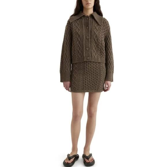 Axel Arigato NWT Cable Knit Mini Wool Skirt Size XS  Brown Preppy Academia - Picture 8 of 9